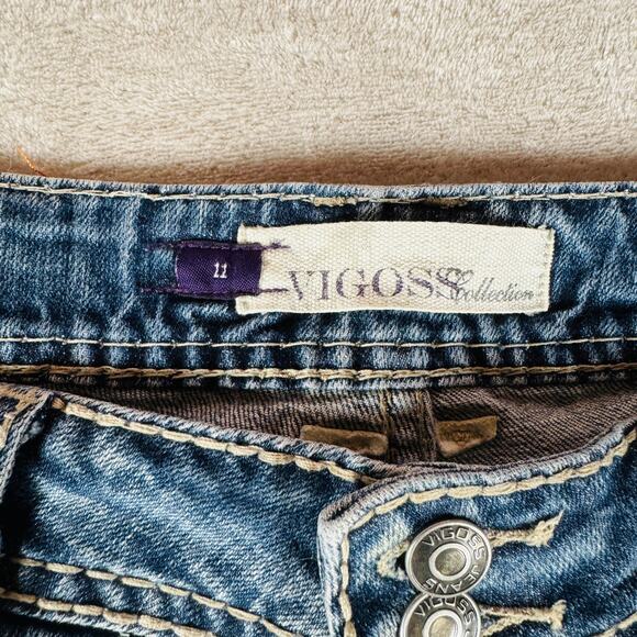 Vigoss Jeans Women's 11 Blue Fit Bootcut Mid Rise Distressed Medium Wash Stretch - Picture 6 of 14